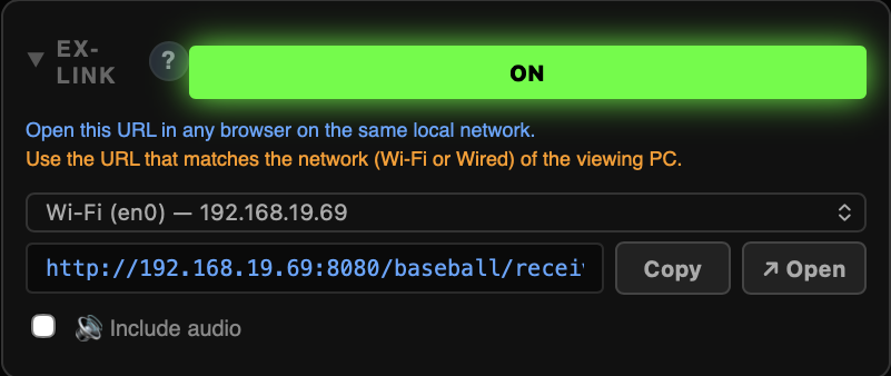 EX-LINK turned on