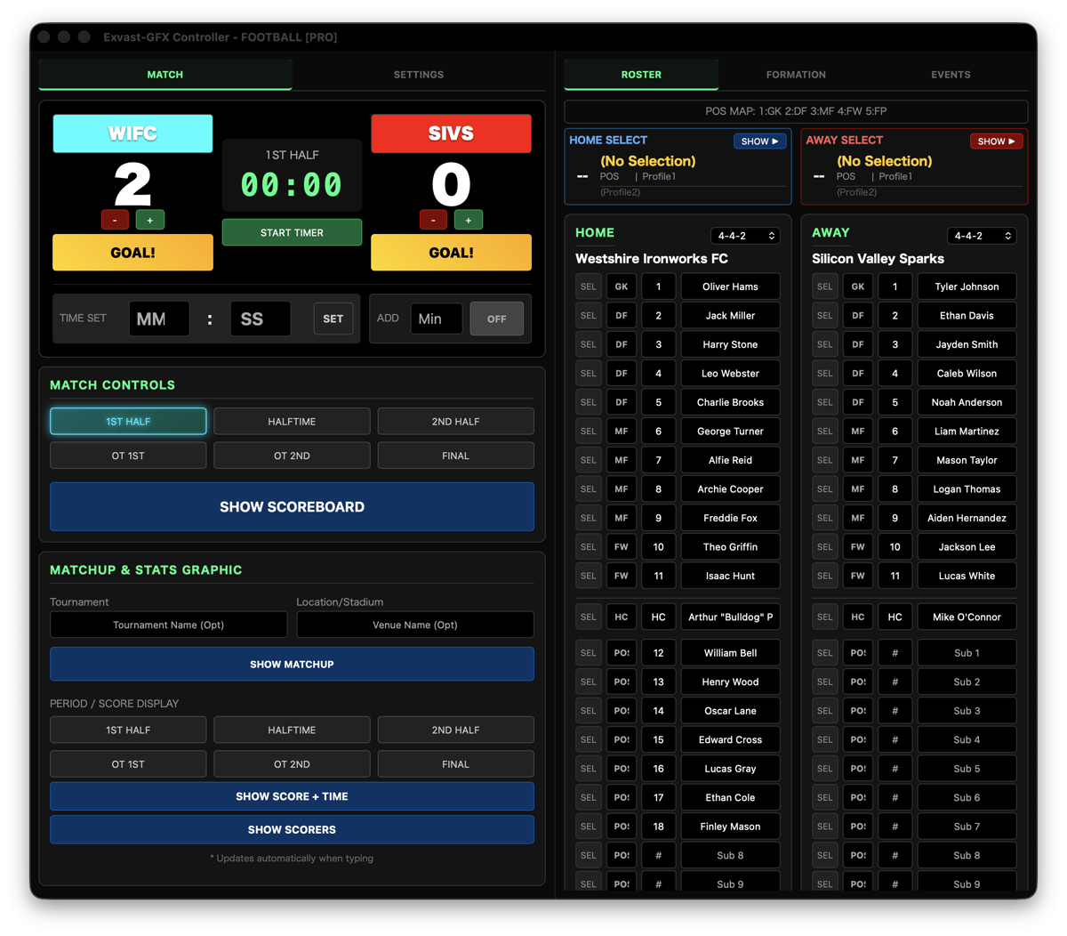 Football Controller (MATCH tab)