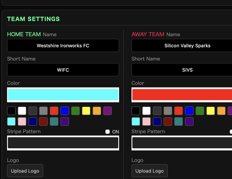 TEAM SETTINGS in Football