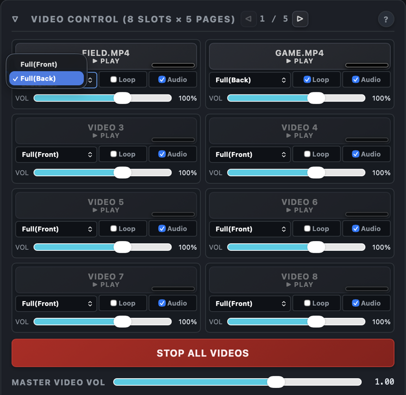 Full(Back) selected in a video slot