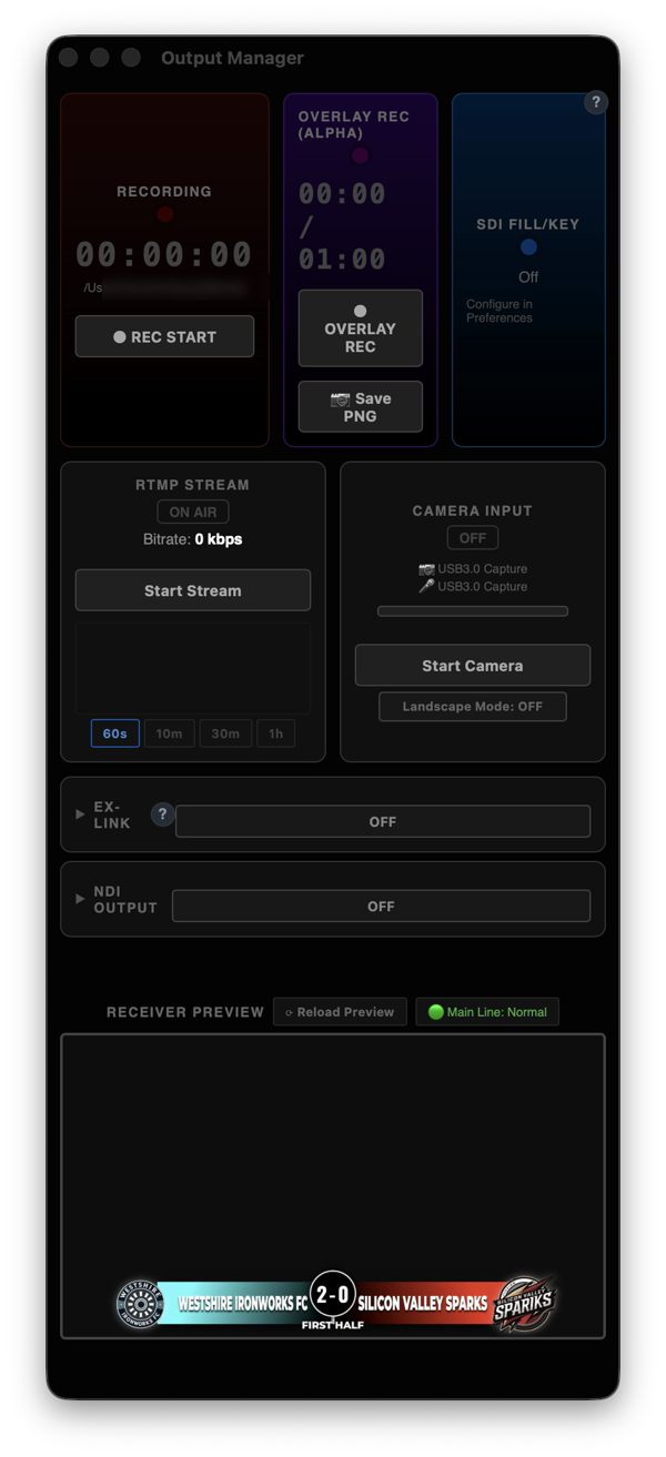 The scoreboard in the Output Manager preview